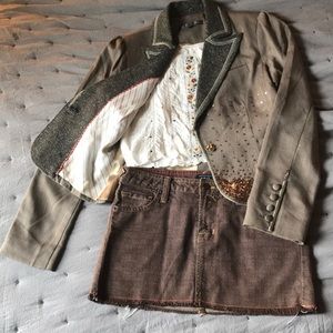 Jacket Tank & Jean Skirt Outfit